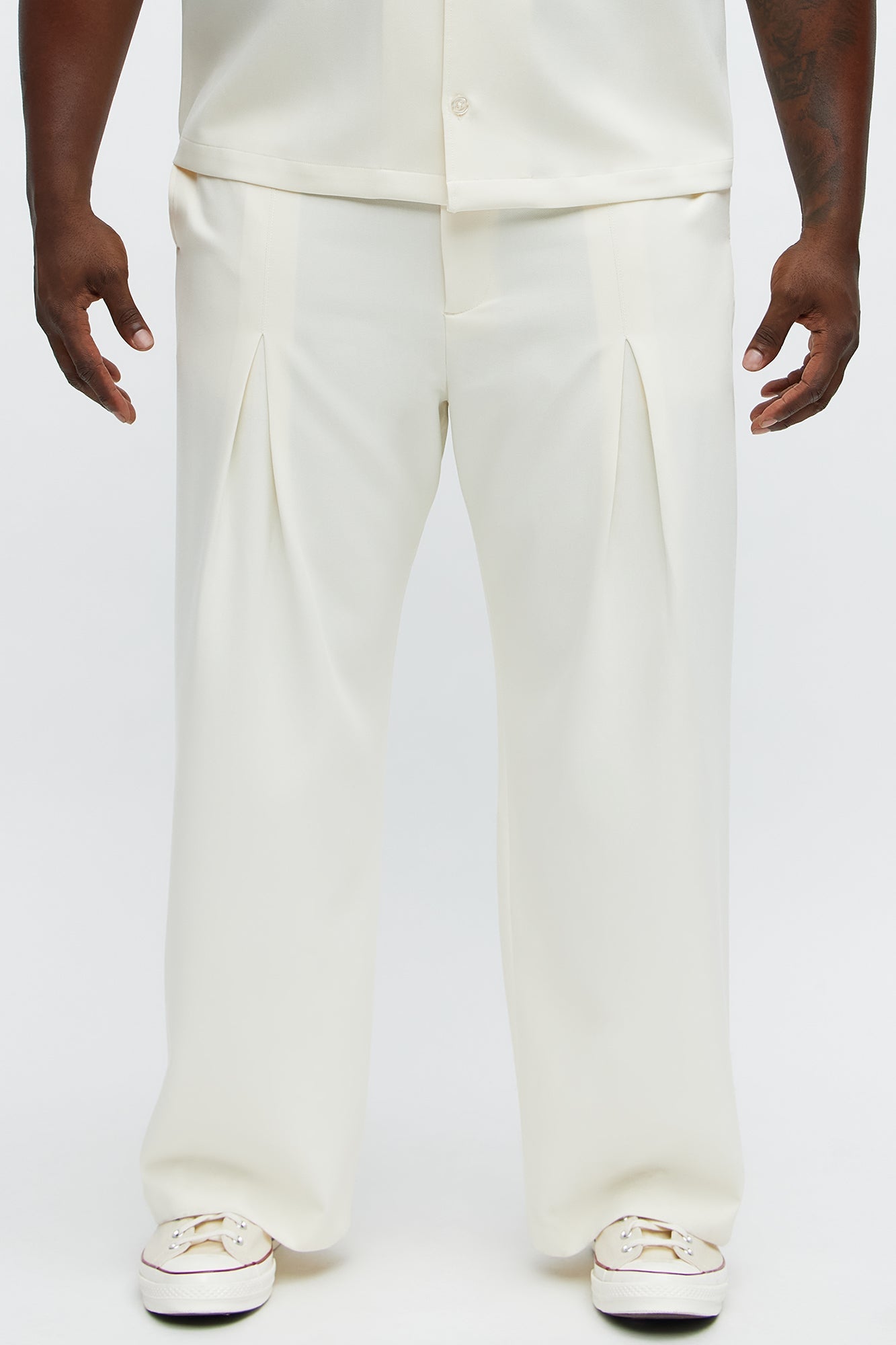 Ronan High Waisted Pleated Trousers - Cream