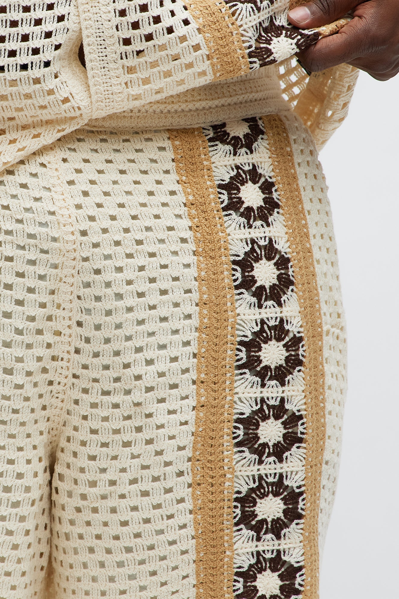 Crochet Panel Short - Cream/combo