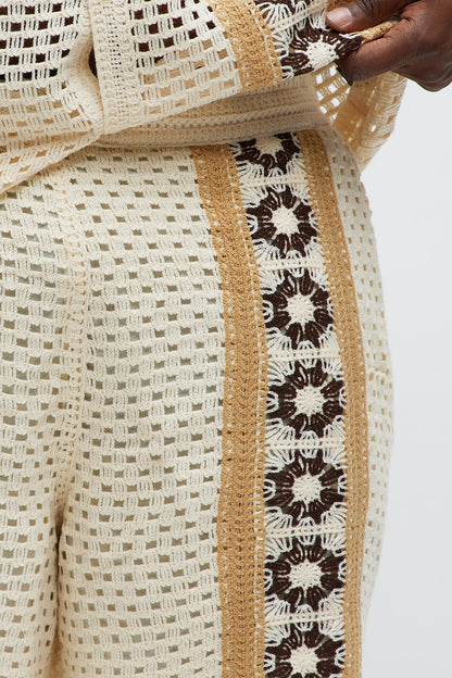 Crochet Panel Short - Cream/combo