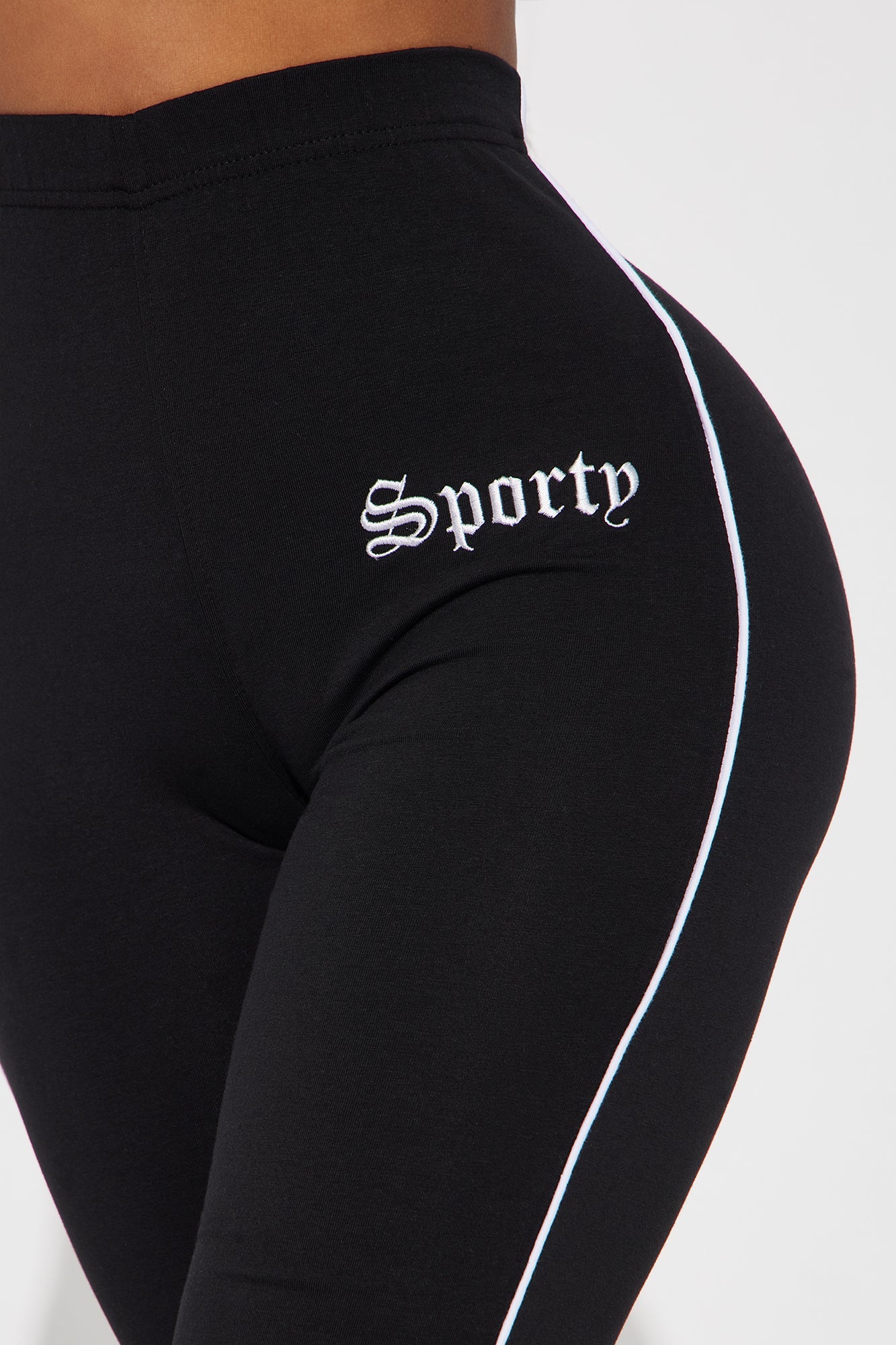 Sporty Girl Embroidered Flare Pants - Black/White