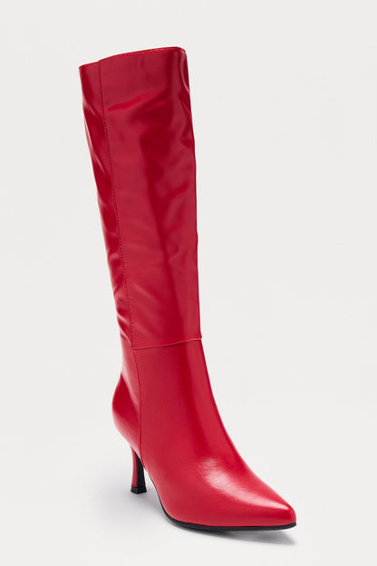 Edge Knee High Boots - Red