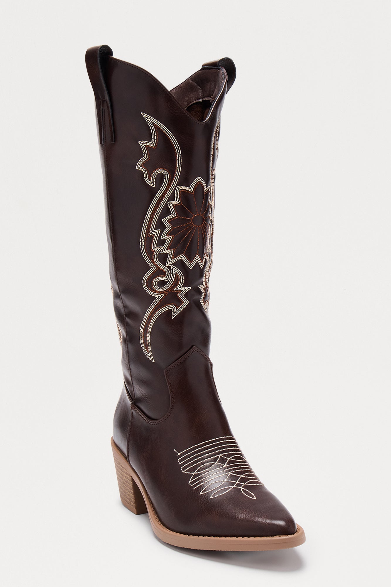 Hometown Knee High Cowboy Boots - Cognac