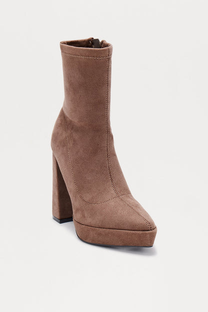Finnegan Block Heel Booties - Taupe
