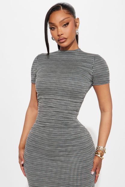 Sophie Backless Midi Dress - Black/White