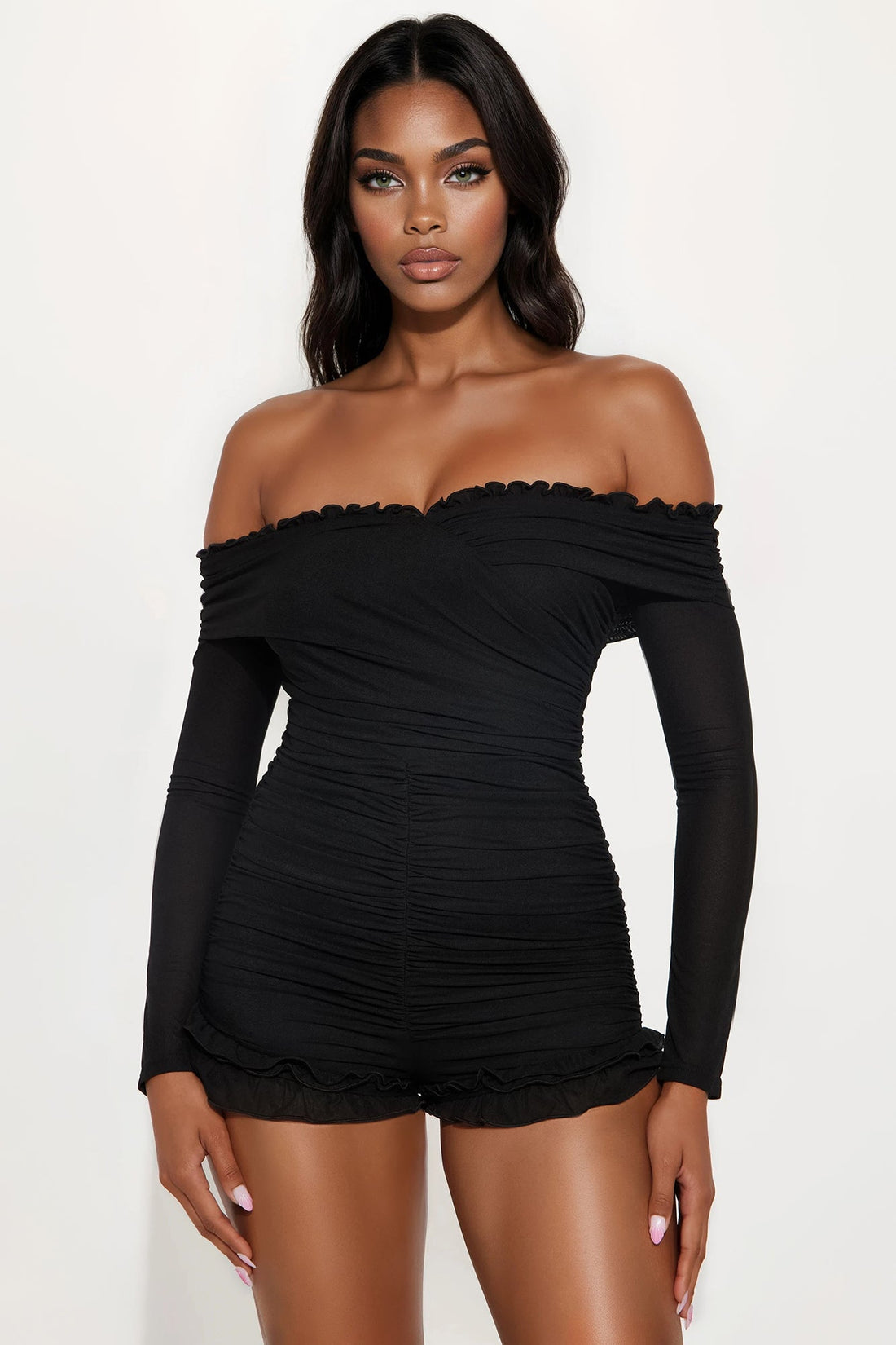 Jayla Off The Shoulder Romper - Black