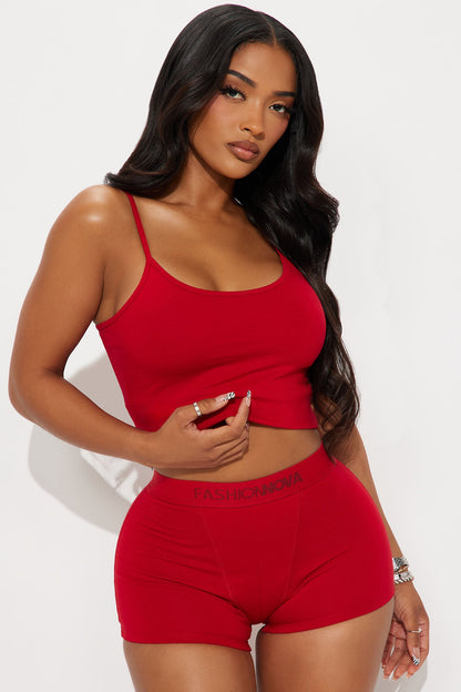 FN Mood PJ Boxer Short Set - Red