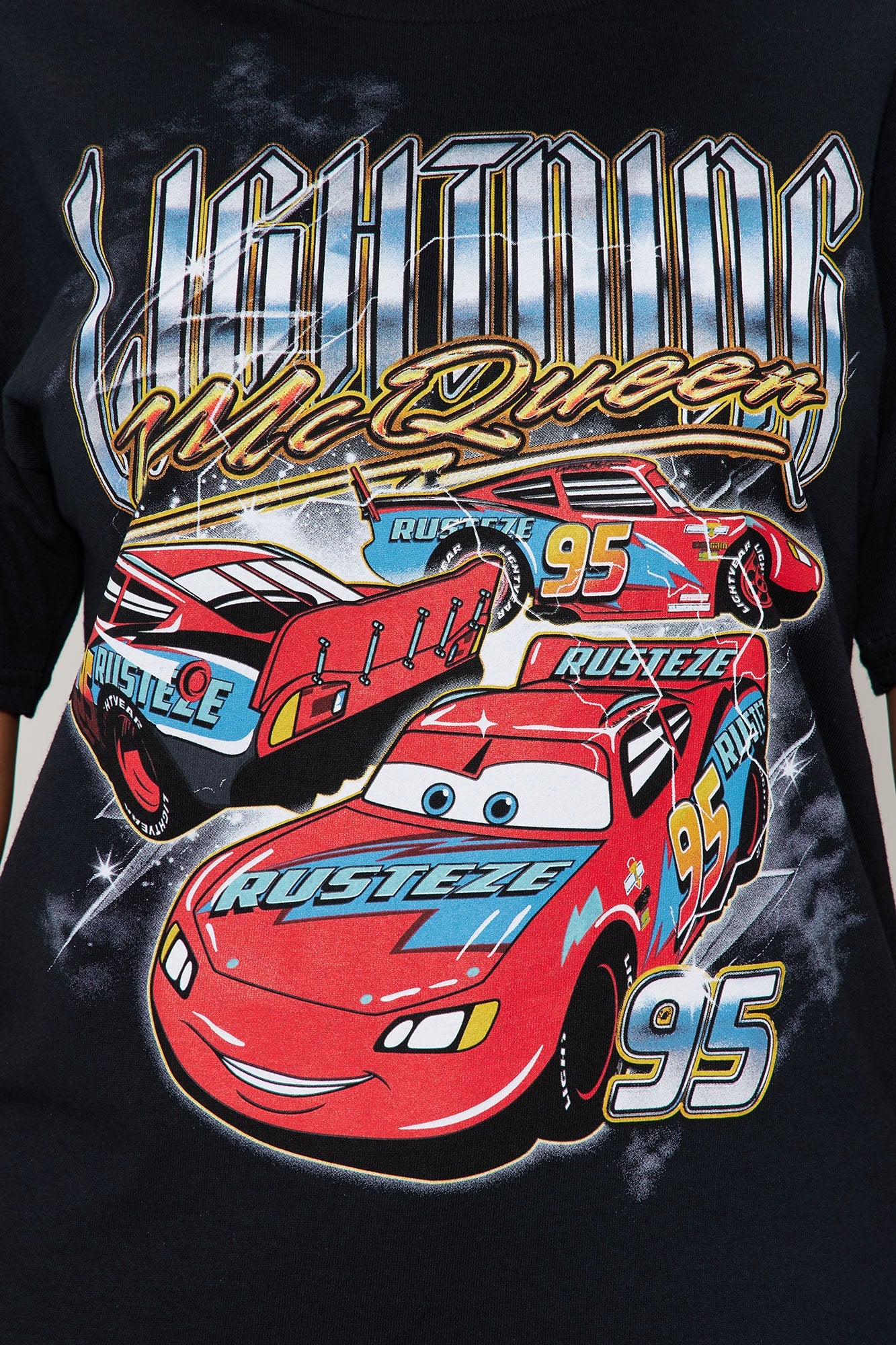 Lightening Car Retro Oversized Tee - Black