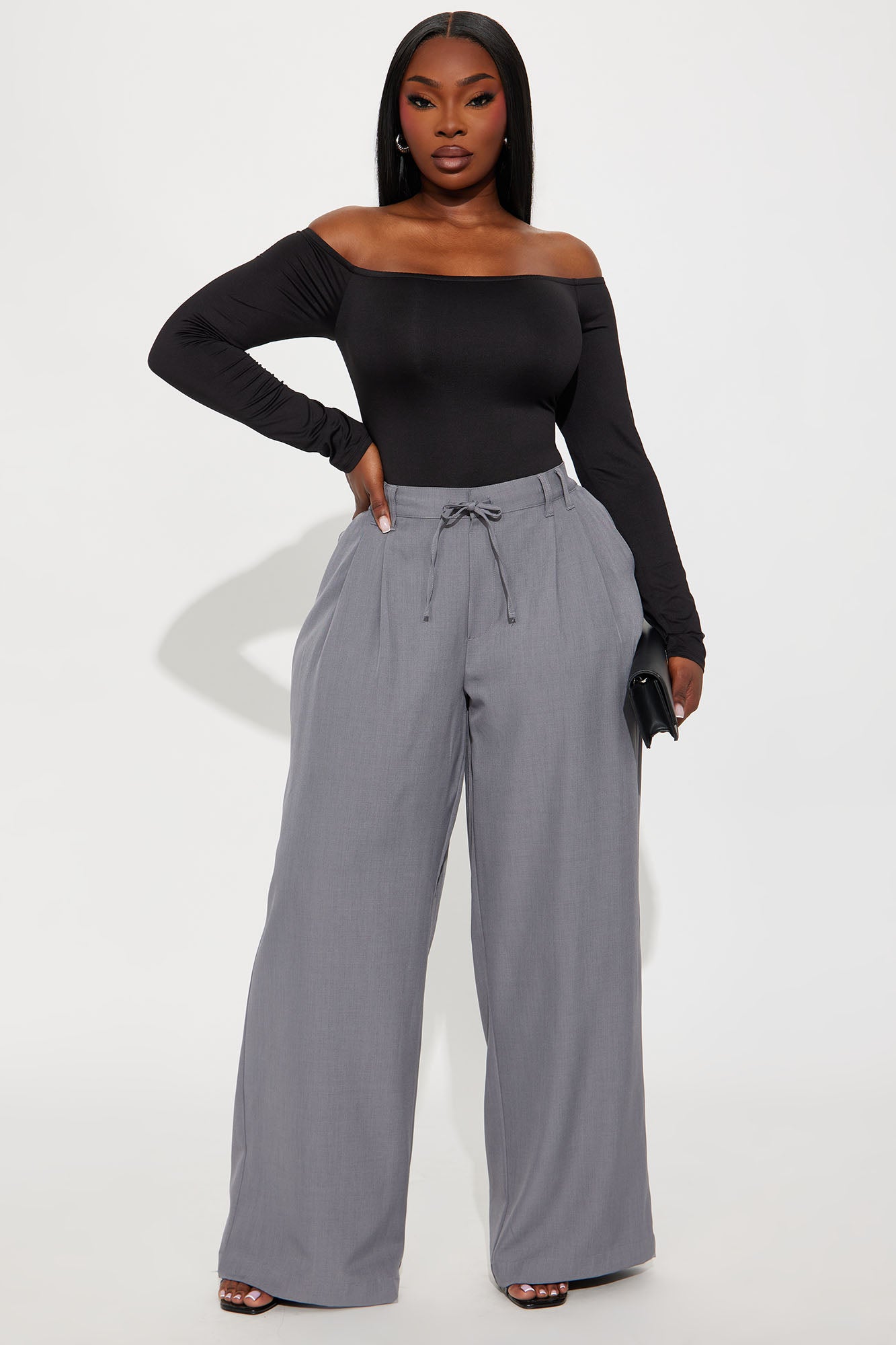 Cami Wide Leg Trouser Pant - Grey