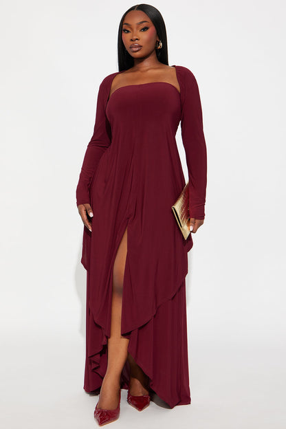 Dream Girl Long Sleeve Maxi Dress - Wine