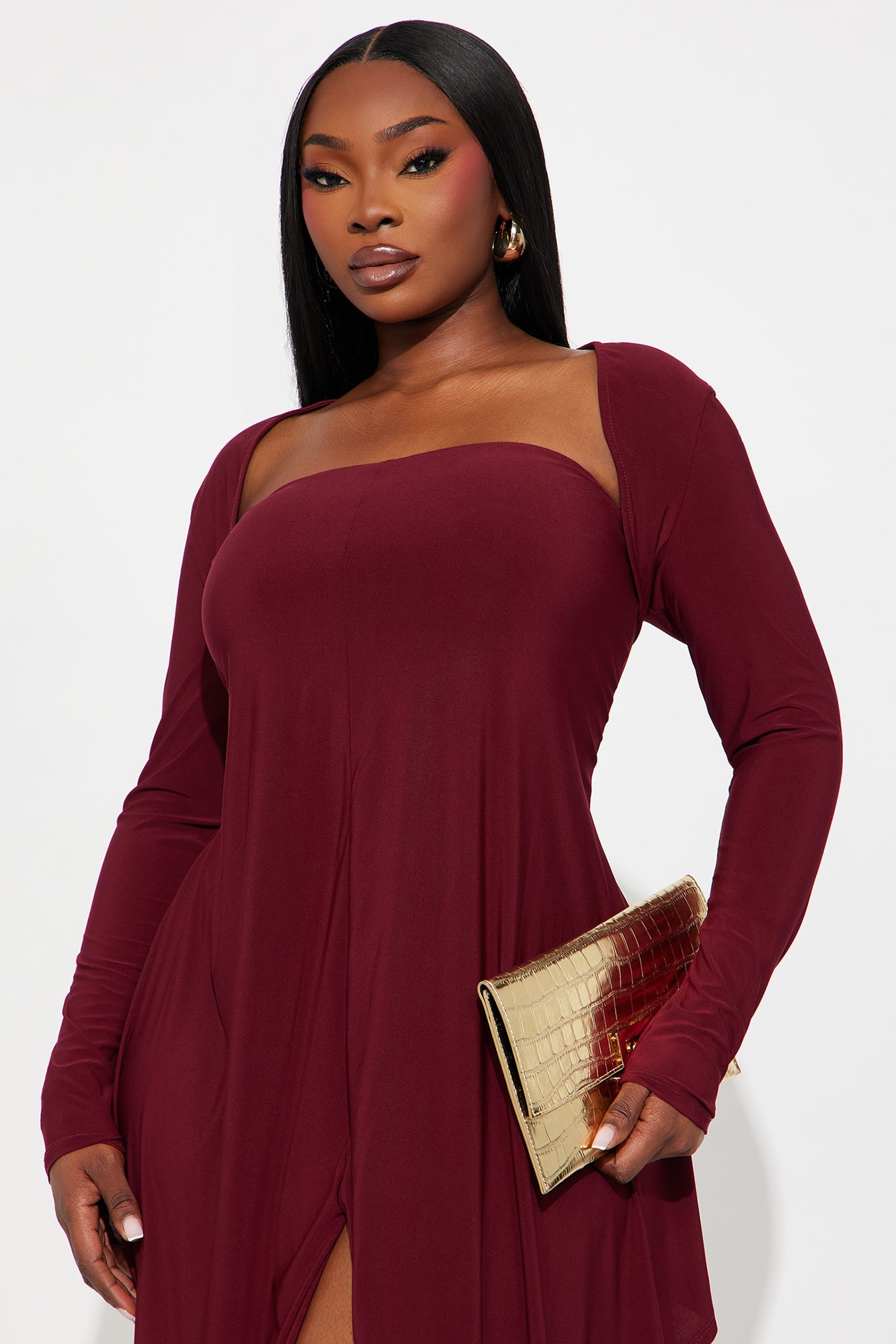 Dream Girl Long Sleeve Maxi Dress - Wine