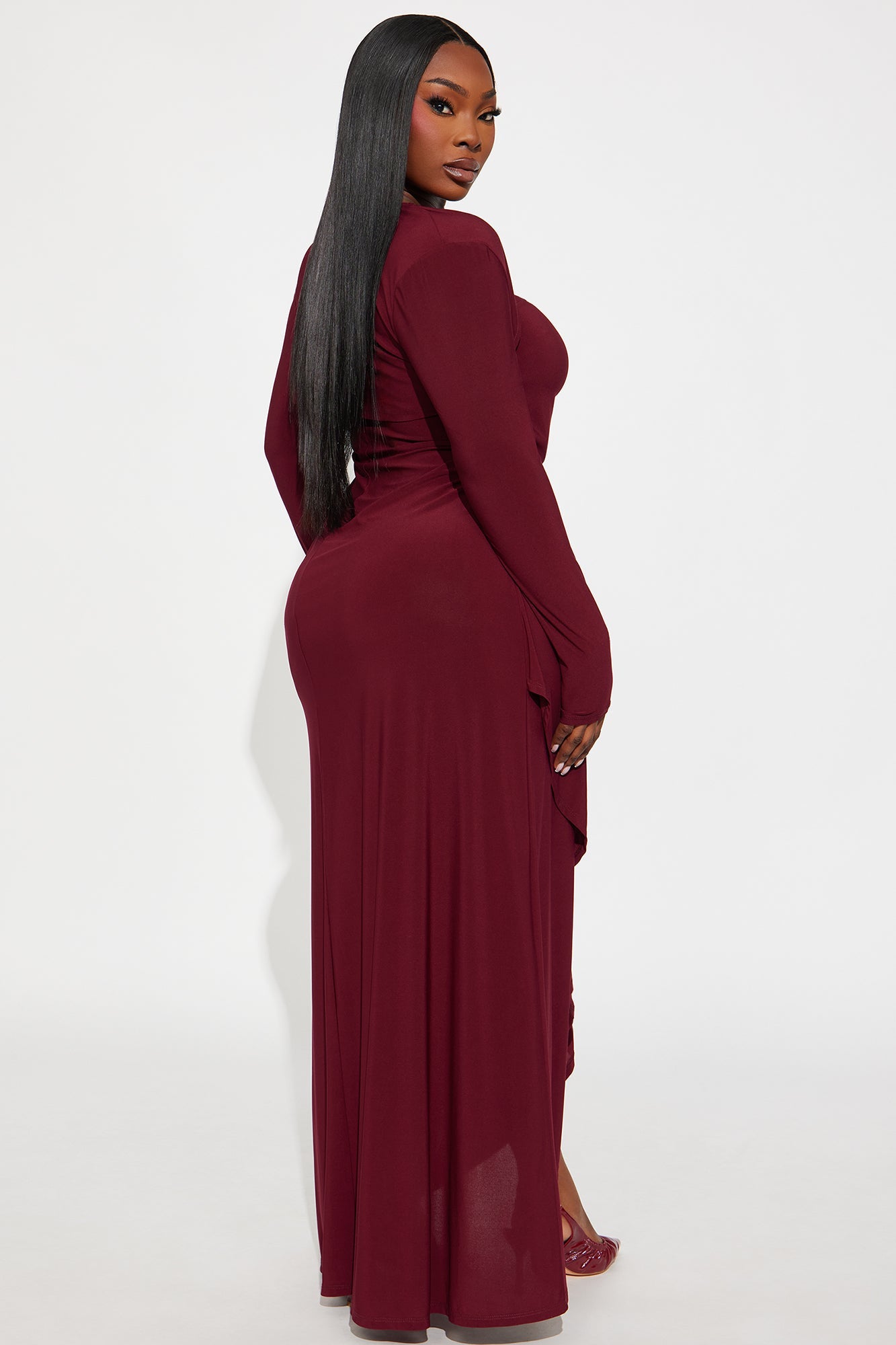 Dream Girl Long Sleeve Maxi Dress - Wine