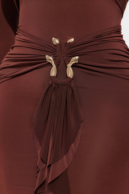 In The Moment Long Sleeve Mini Dress - Chocolate