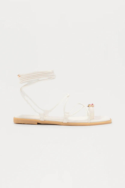 Mai Tai Toe Ring Wrap Up Sandals - Beige
