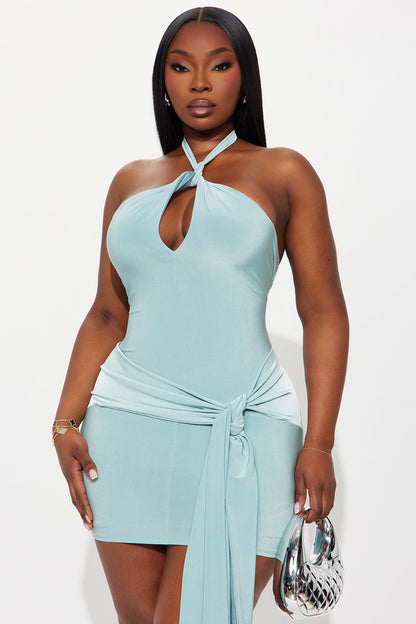 Jazmin Halter Mini Dress - Aqua