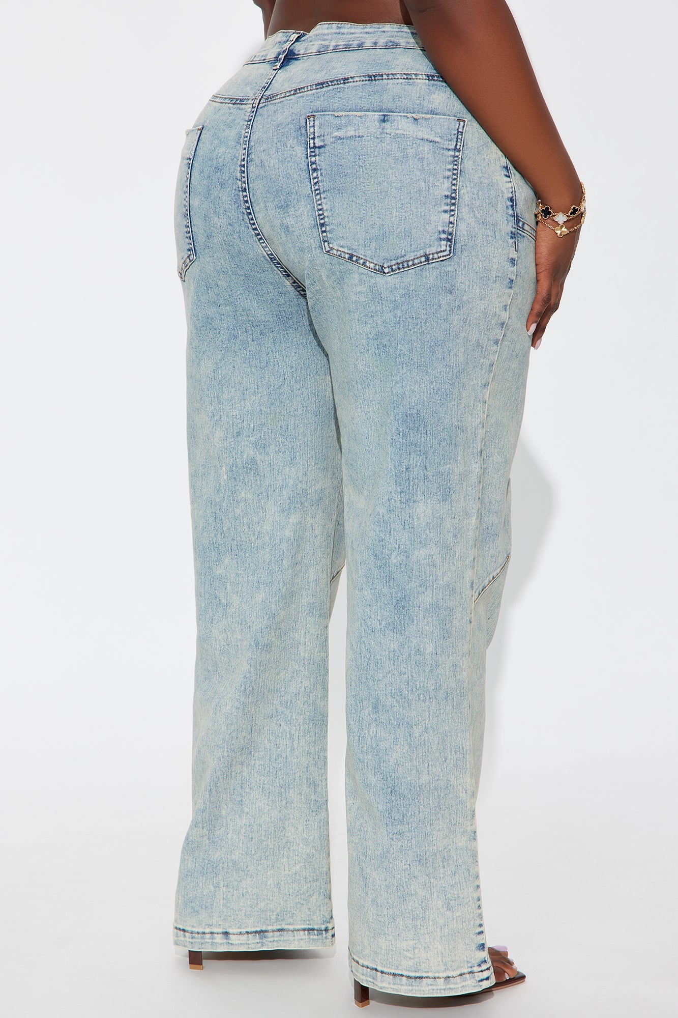 Worthwhile Buttonfly Wide Leg Jeans - Vintage Wash