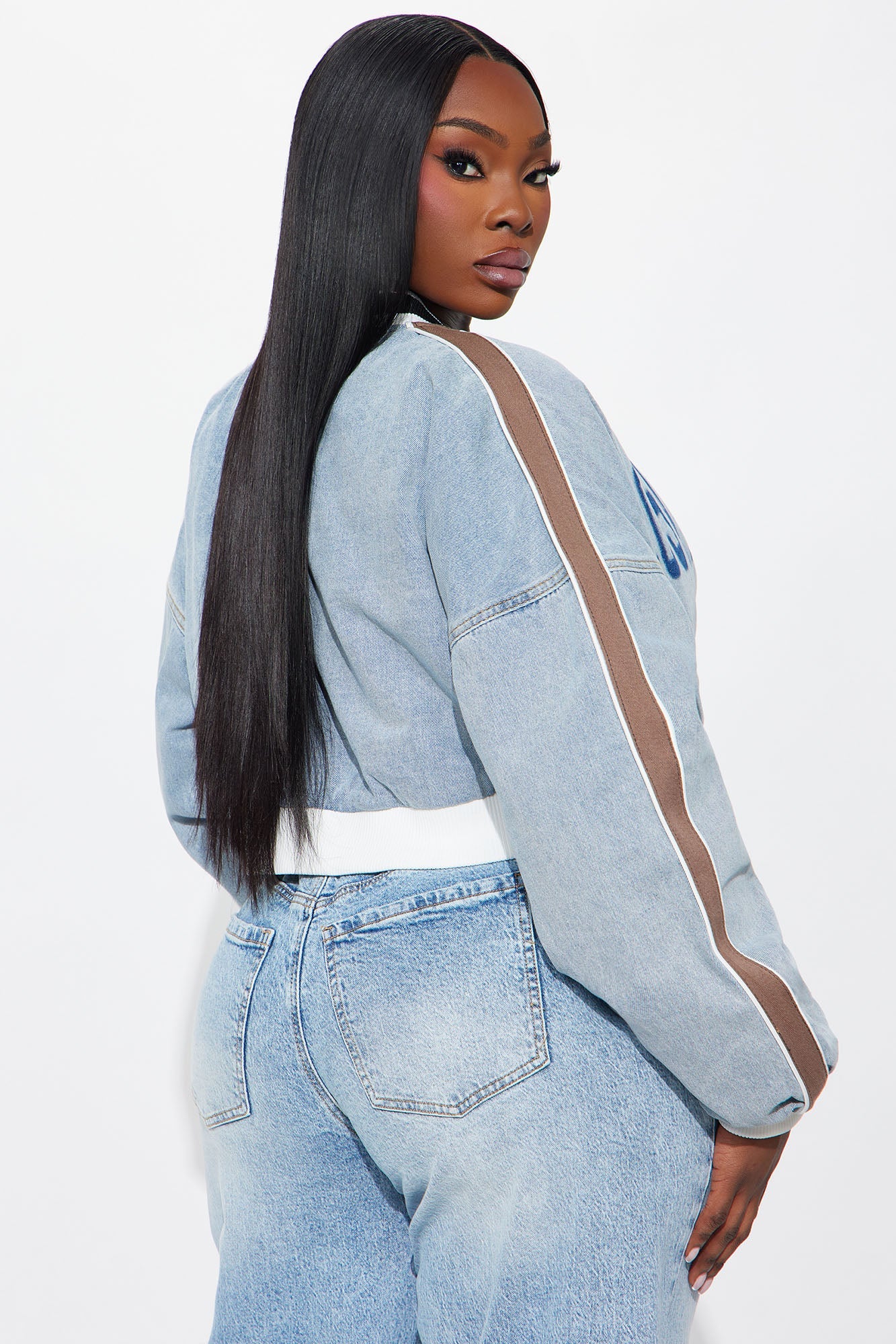 Los Angeles City Denim Bomber Jacket - Light Wash