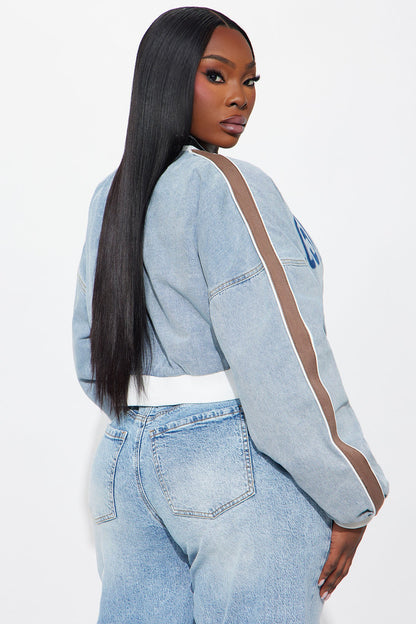 Los Angeles City Denim Bomber Jacket - Light Wash