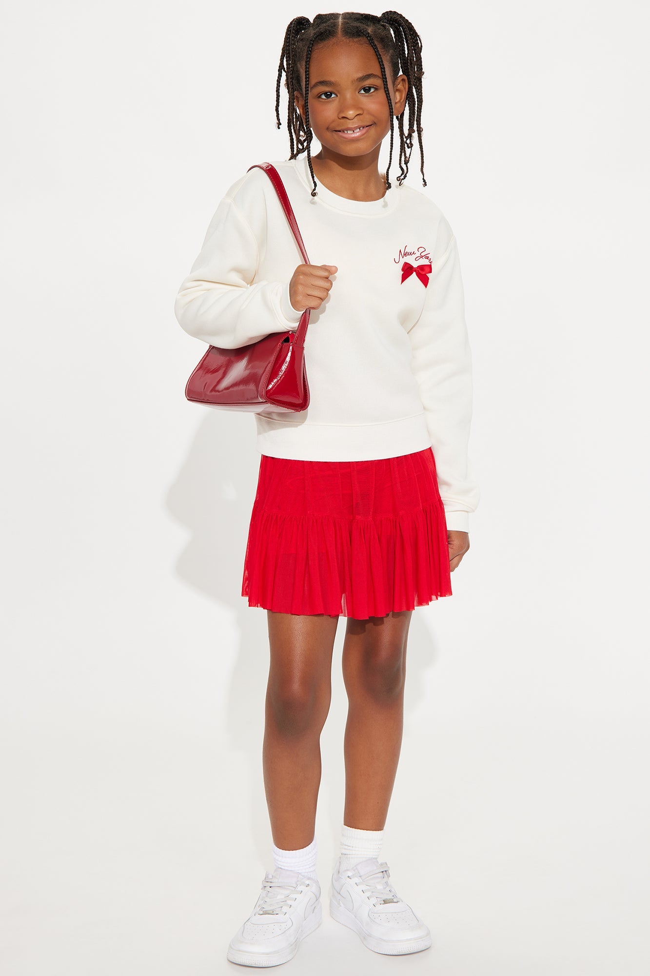 Mini Ballet Social Club Front/Back Sweatshirt And Skirt Set - Red/combo