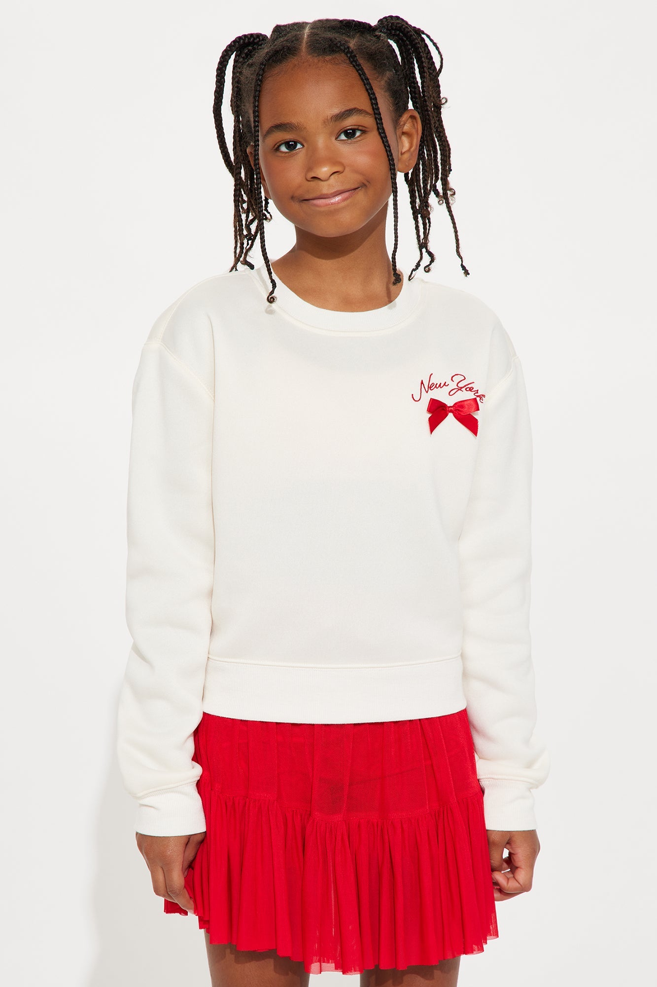 Mini Ballet Social Club Front/Back Sweatshirt And Skirt Set - Red/combo
