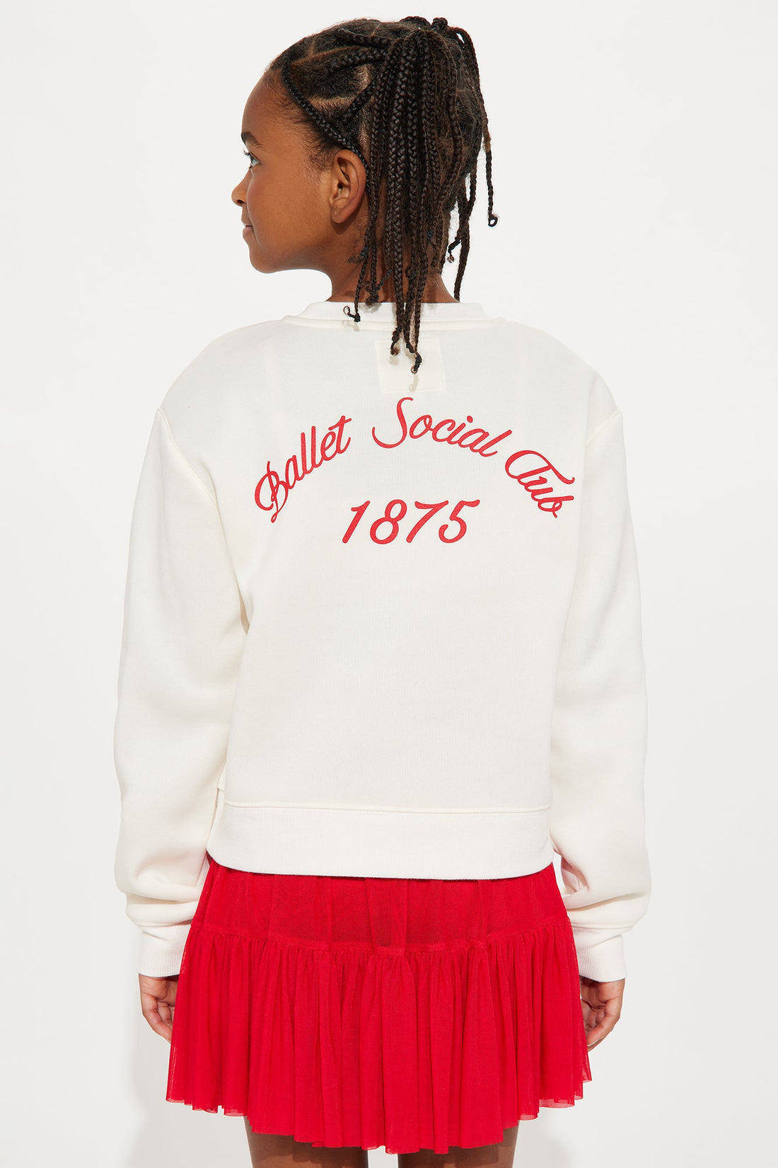 Mini Ballet Social Club Front/Back Sweatshirt And Skirt Set - Red/combo