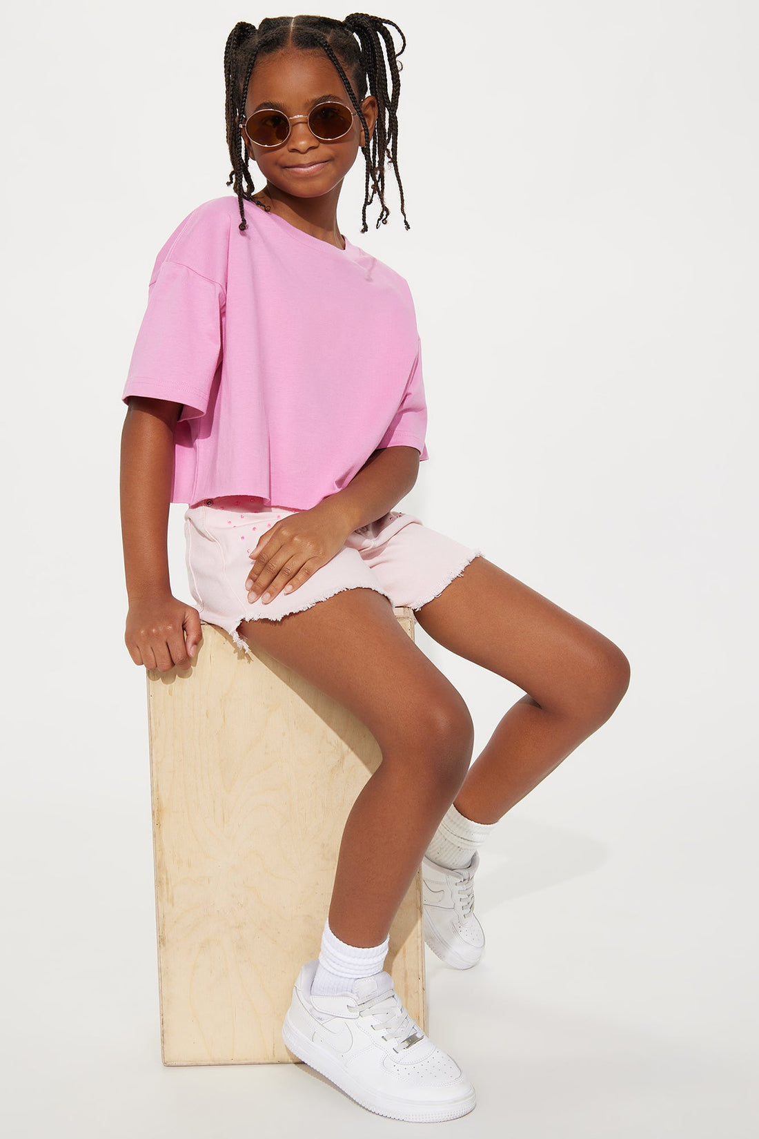 Mini The Oversized Cropped Tee - Pink