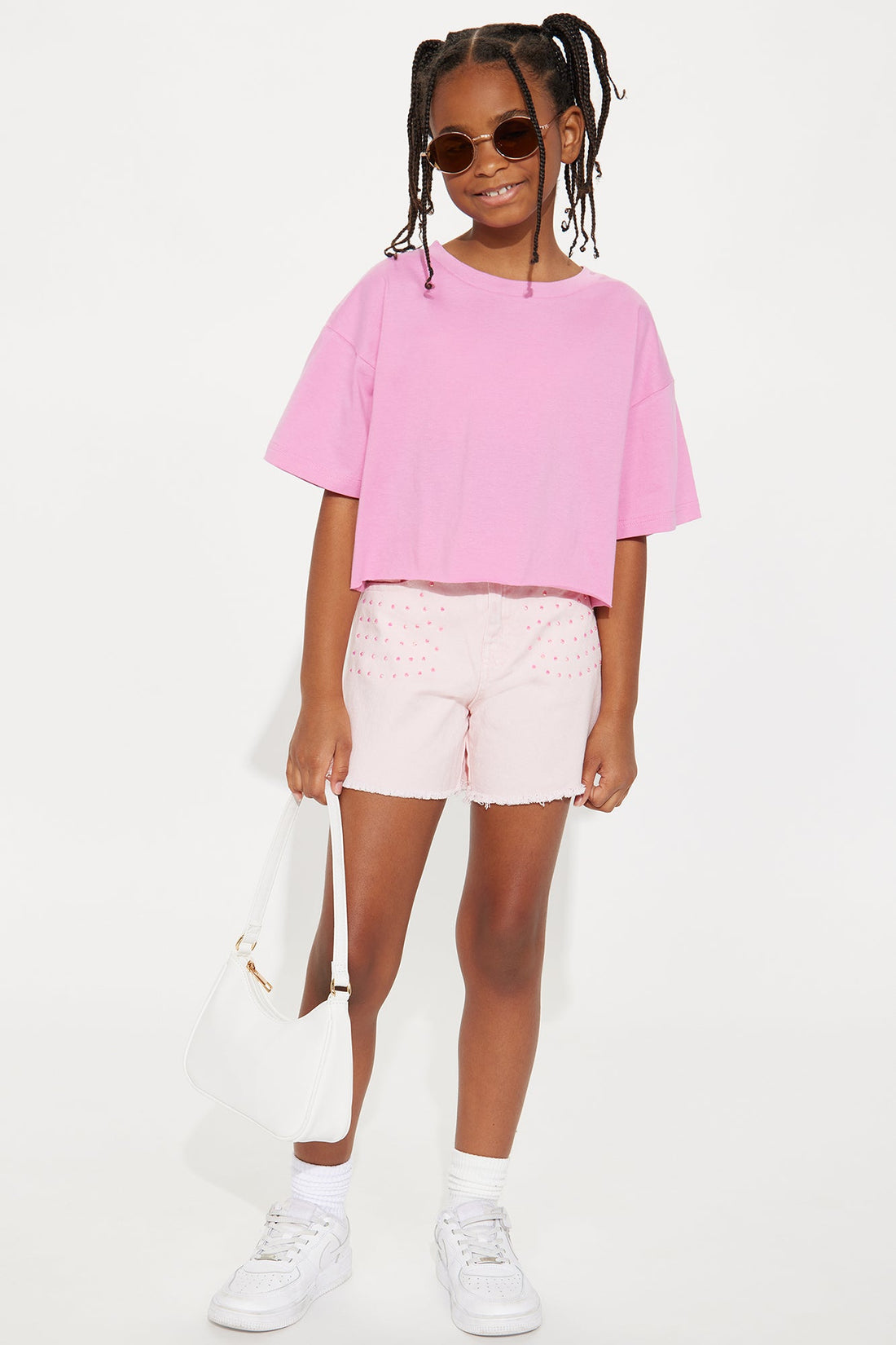 Mini Princess Treatment Distressed Denim Shorts - Pink