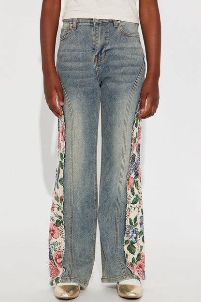 Mini Amari Floral Stretch Bootcut Jeans - Vintage Wash