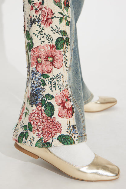 Mini Amari Floral Stretch Bootcut Jeans - Vintage Wash