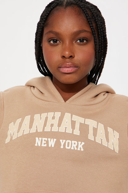 Mini New York Cropped Fleece Jogger Set - Sand
