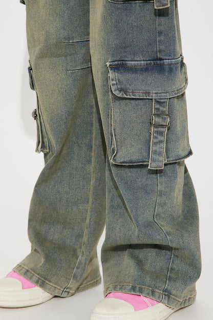 Mini No Doubt About It Wide Leg Cargo Jeans - Medium Wash