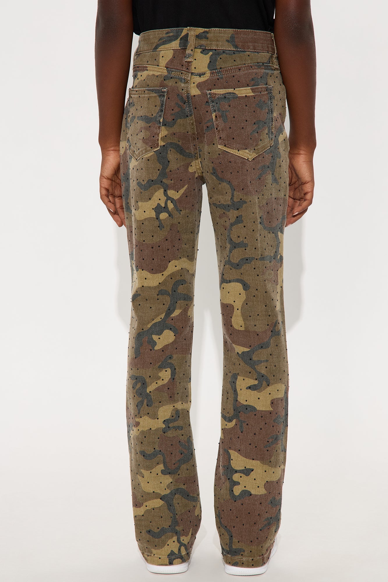 Mini Slim Flare Militant Jeweled Pants - Camouflage