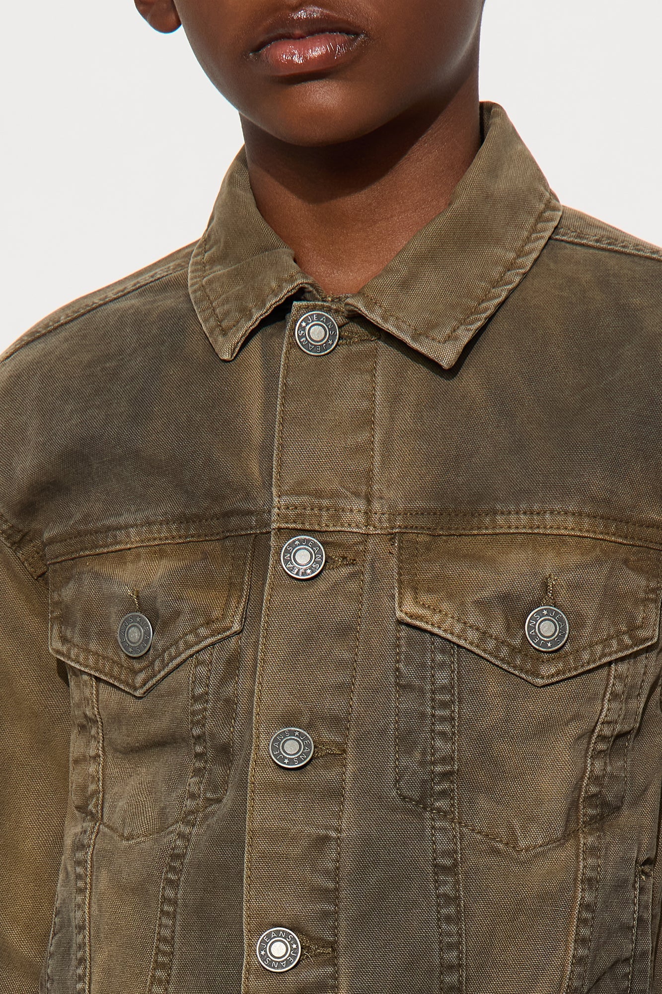 Mini Worn Wild Distressed Trucker Jacket - Brown