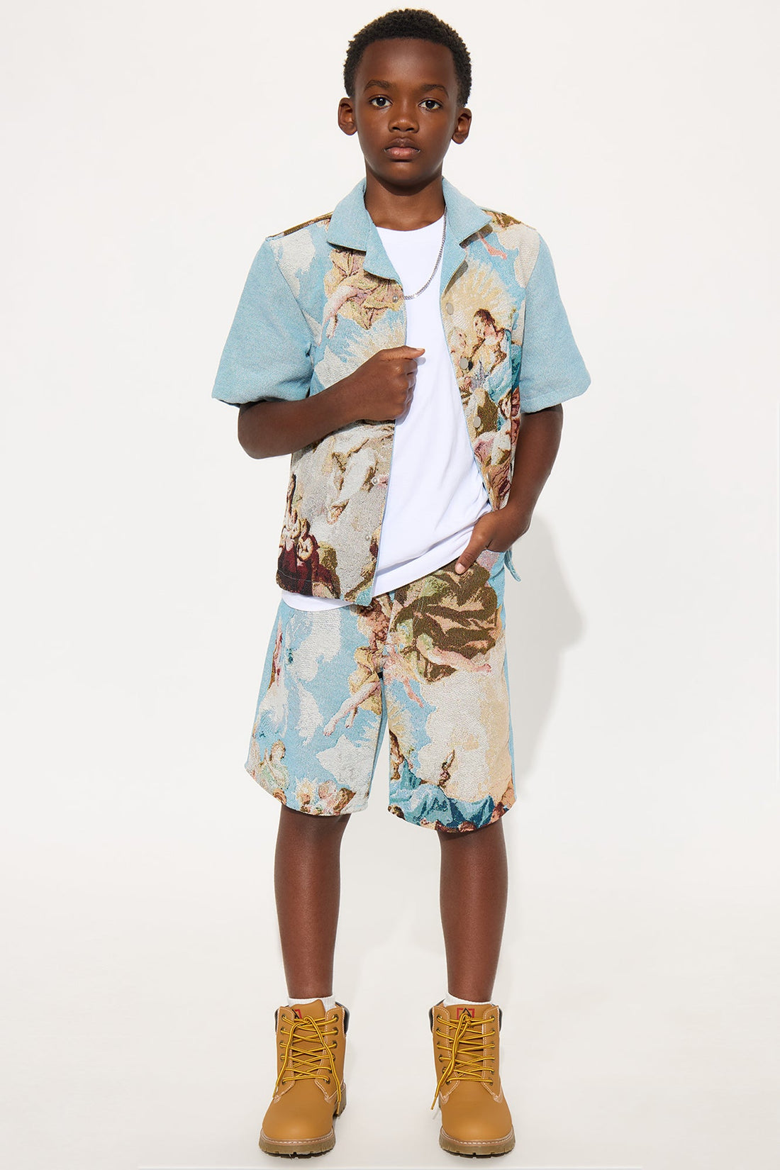Mini Baggy Angels Tapestry Short - Blue/combo