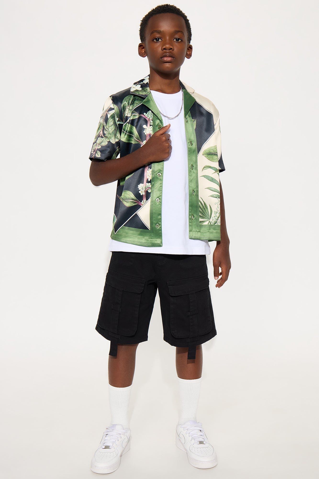 Mini Agrarian Printed Cuban Collar Shirt - Green/combo