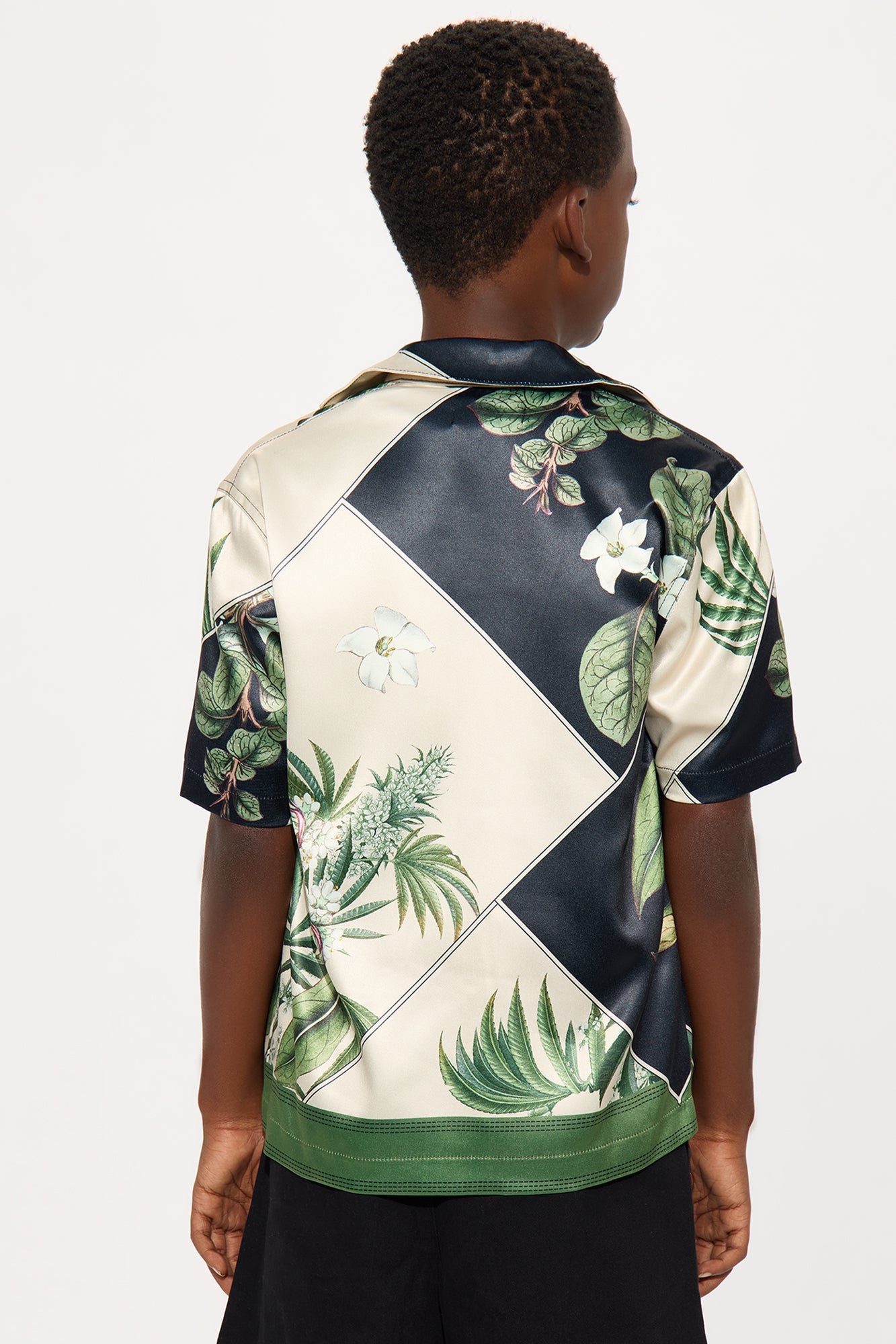 Mini Agrarian Printed Cuban Collar Shirt - Green/combo