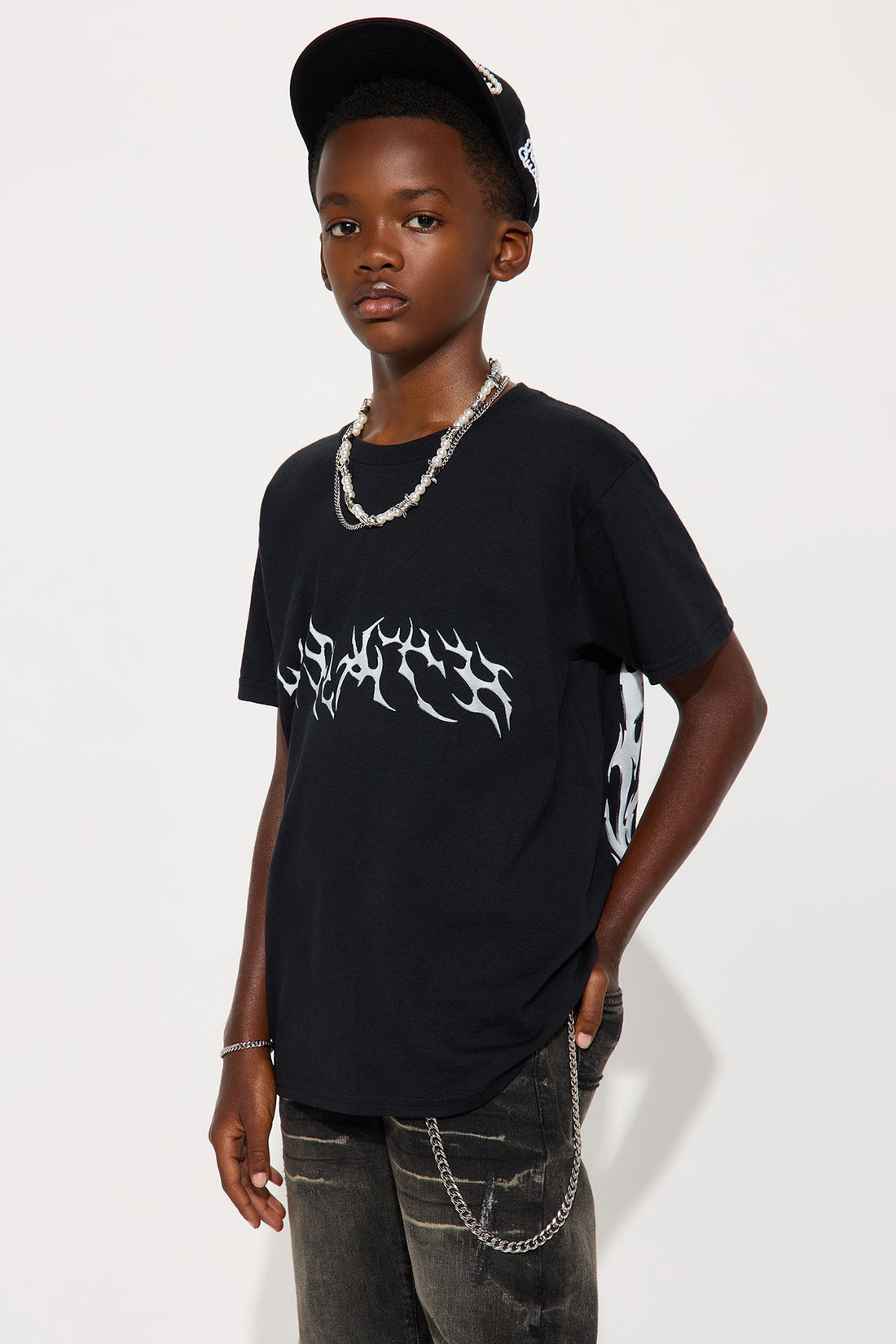 Mini Winged Wraith Short Sleeve Front/Back Tee - Black