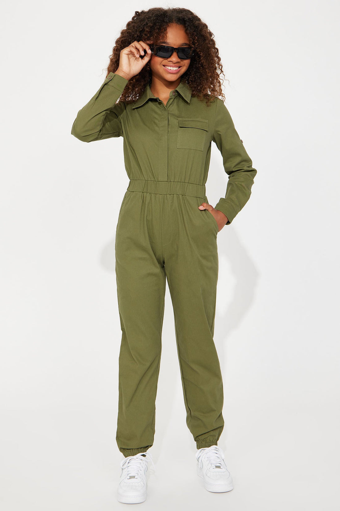 Mini Aviator Babe Jumpsuit - Olive