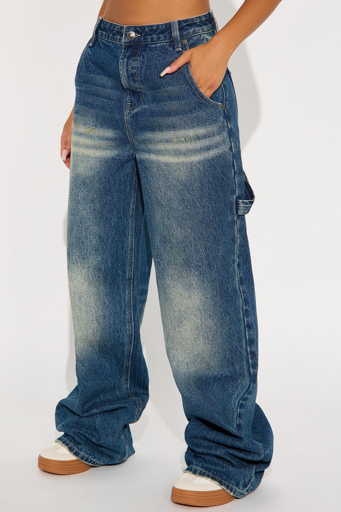 Make It Or Break It Baggy Wide Leg Jeans - Dark Wash