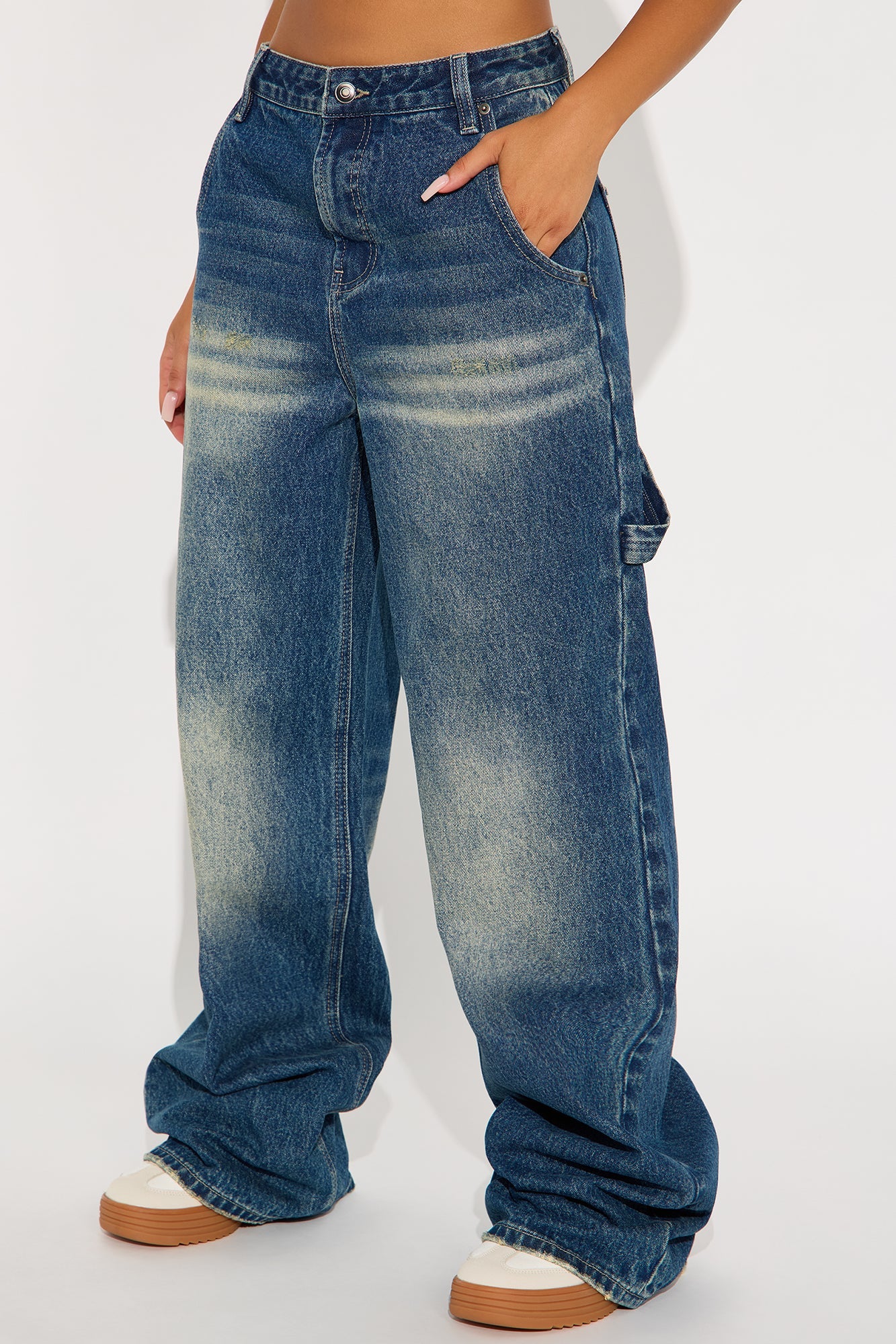 Make It Or Break It Baggy Wide Leg Jeans - Dark Wash