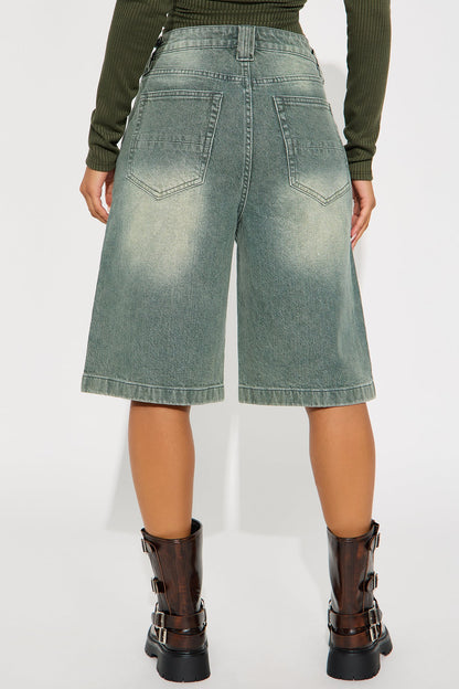Sophia Denim Jorts - Olive