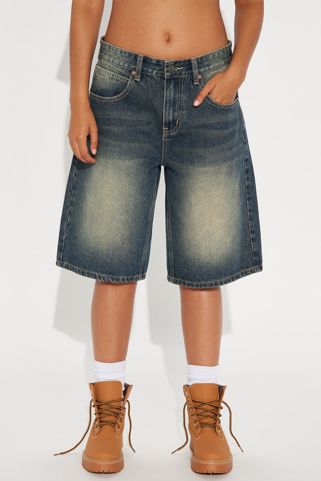 Basic Tinted Denim Jorts - Vintage Wash