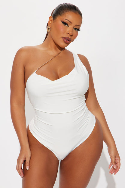 Wren One Shoulder Bodysuit - White