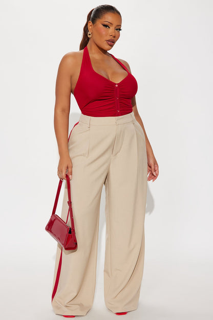 Dylan Wide Leg Trouser Pants - Taupe/combo