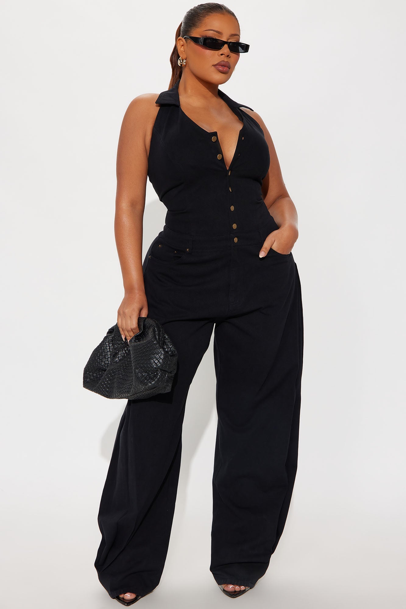 Alexis Barrel Leg Jumpsuit - Black