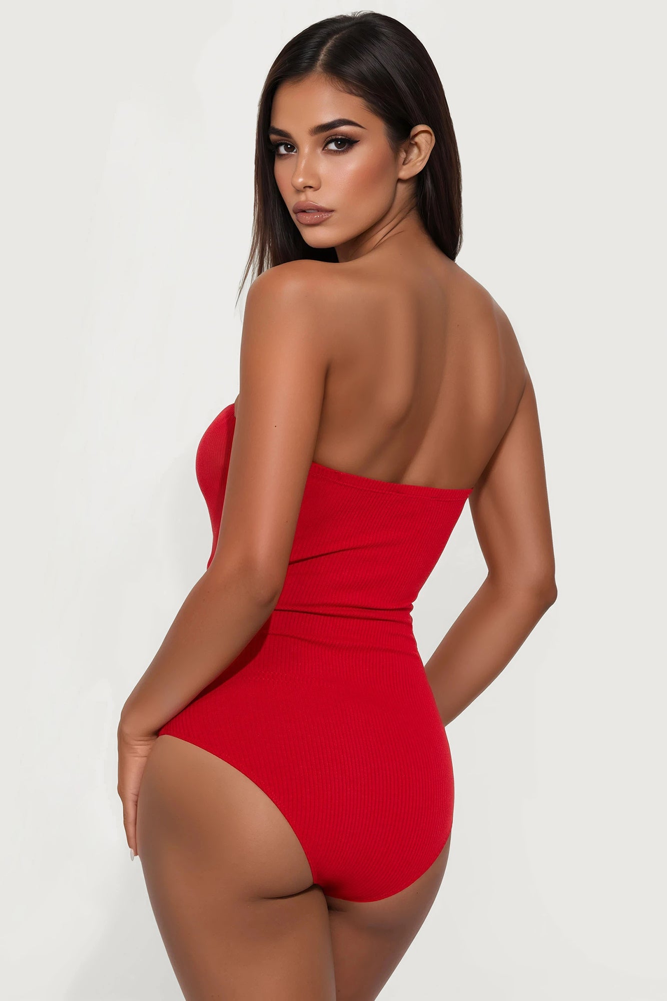 Demi Double Lined Tube Bodysuit - DarkRed