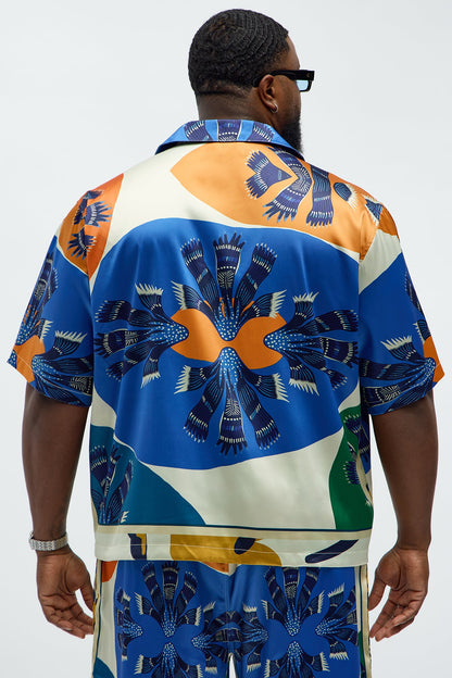 Relaxed Sea Vibe Cuban Collar Button Up Shirt - Multi Color
