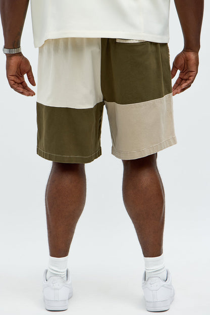 Blocked Again Shorts - Olive/combo