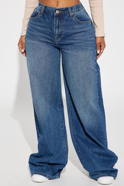 Chelsea Drop Waist Baggy Jeans - Medium Wash