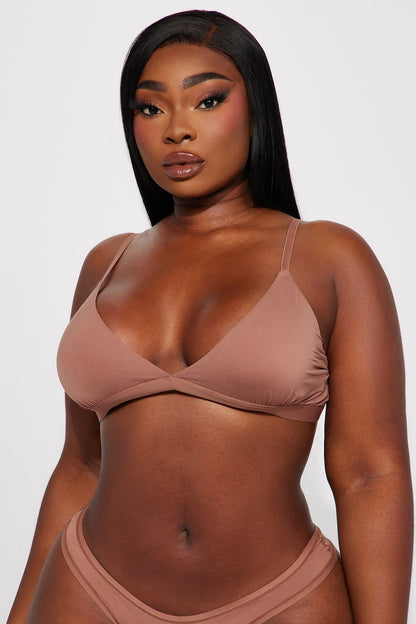Light As A Feather Microfiber Triangle Bralette - Mocha