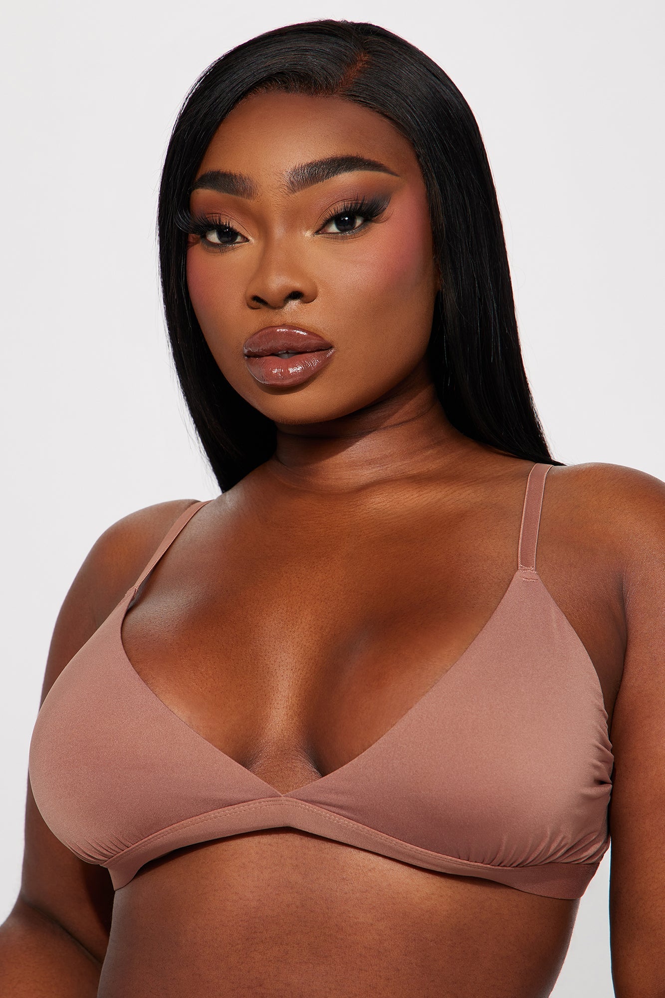Light As A Feather Microfiber Triangle Bralette - Mocha